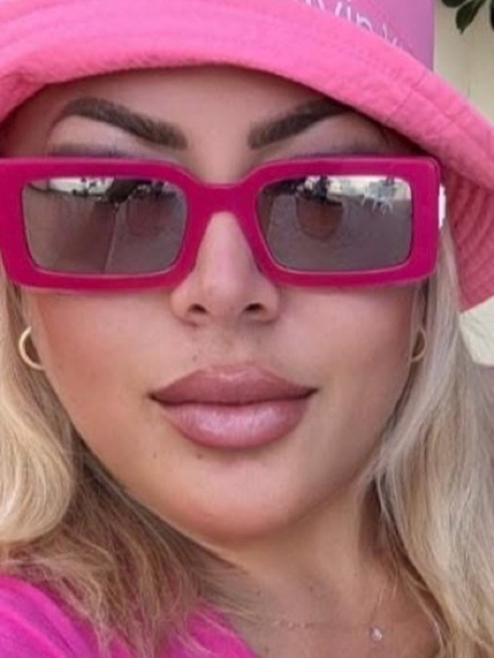Dolce & Gabbana Hot Pink Rectangular Women's Sunglasses with Metal DG Emblem